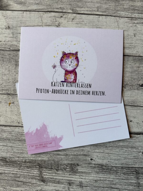 Postkarte "Katzen hinterlassen Pfoten-Abdrücke in deinem Herzen.